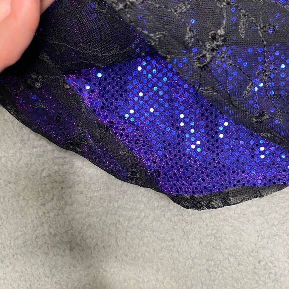 Vintage Charlotte Russe purple black gothic y2k sequin mini dress floral lace M - Picture 7 of 10